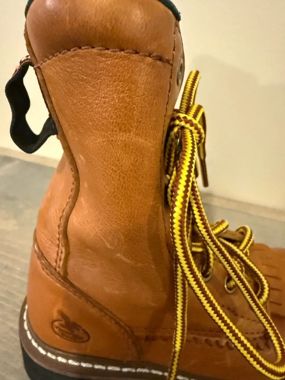 9.5 Boys Georgia Brown Leather Boots - Lace Up